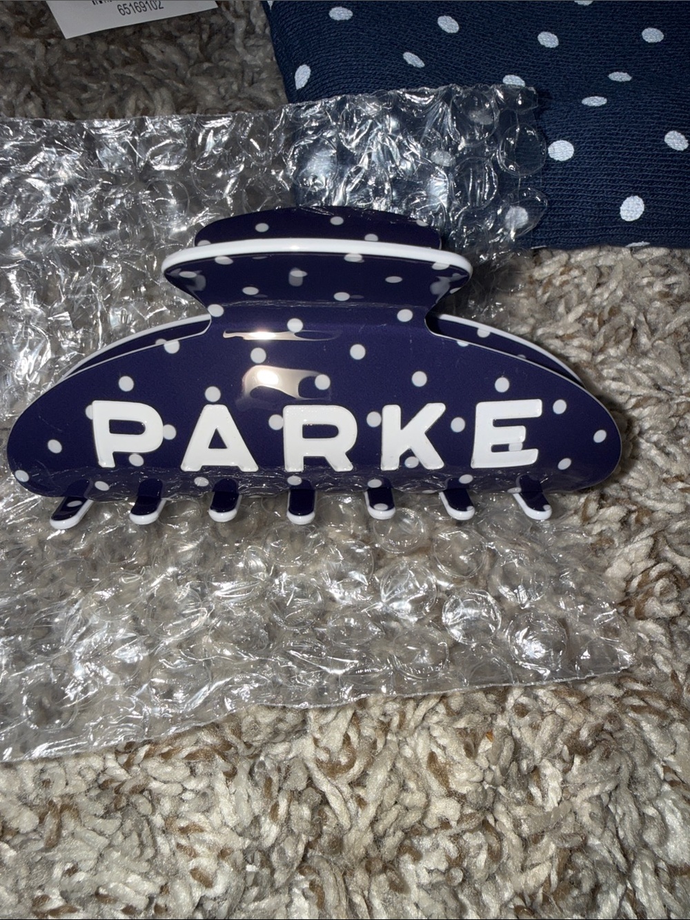 PARKE - Denim Polka Dot Claw Clip - NEW IN BAG - Picture 4 of 5